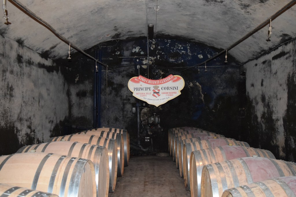 Villa Le Corti Tuscany Italy, the wine cellars and the fabulous Chianti Classico wines