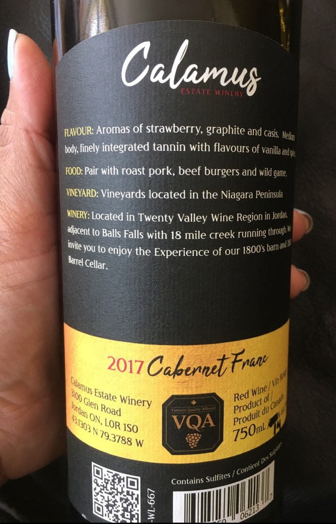 Review of Calamus Estate Winery and wines in Jordan Niagara Ontario