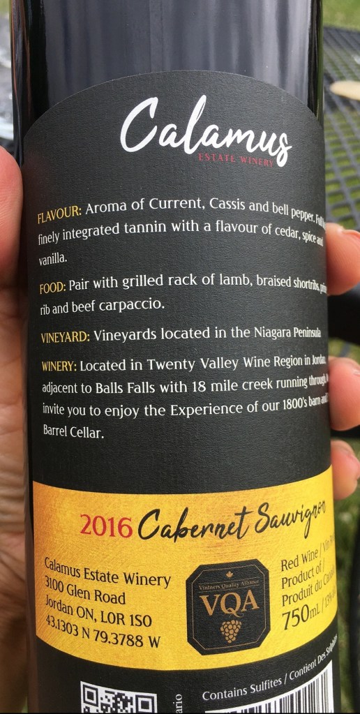 Review of Calamus Estate Winery and wines in Jordan Niagara Ontario