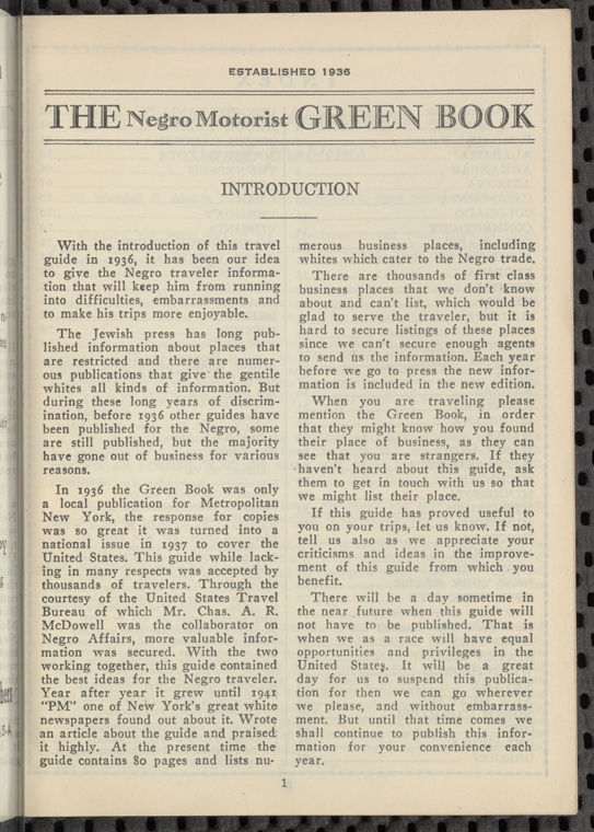 The Green Book a Travel Guide from the Mid Twentieth Century