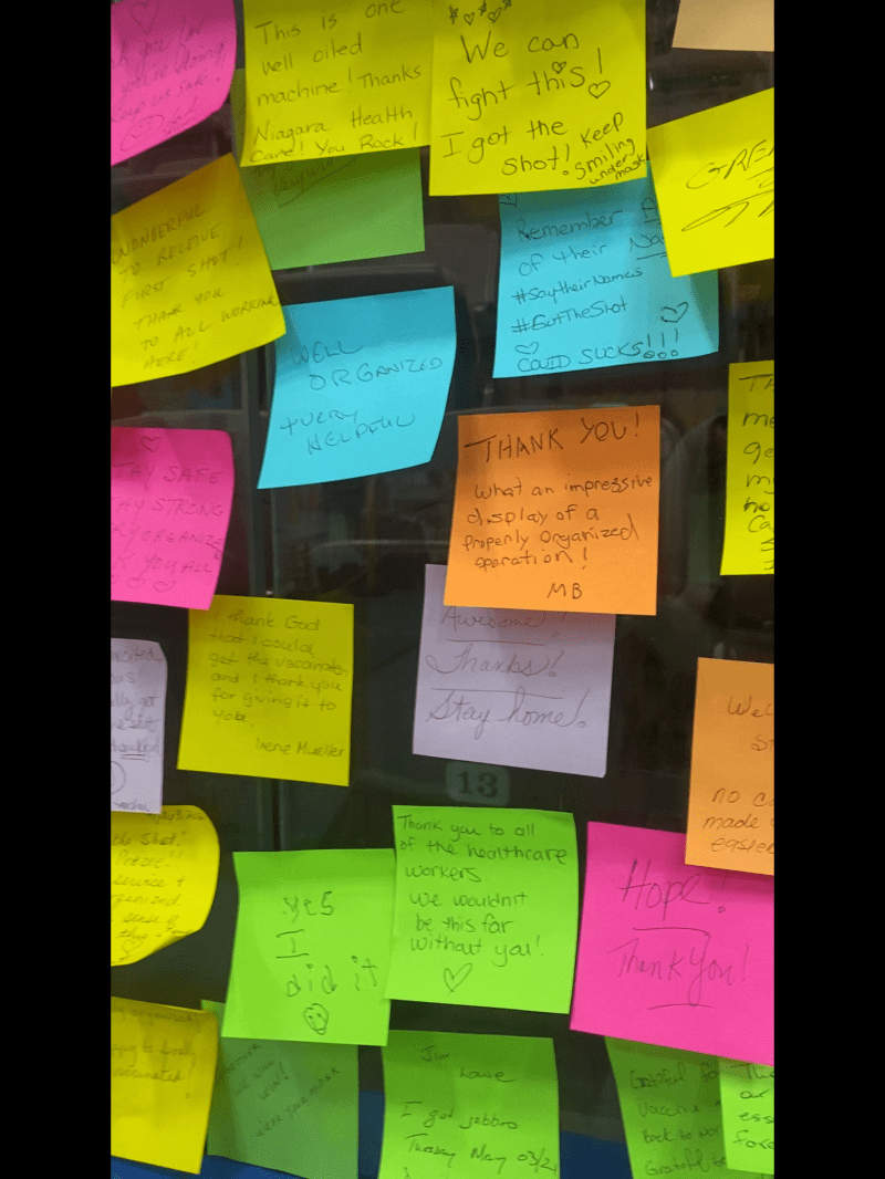 Post It Notes and Freedom. A thank you to Niagara Health.